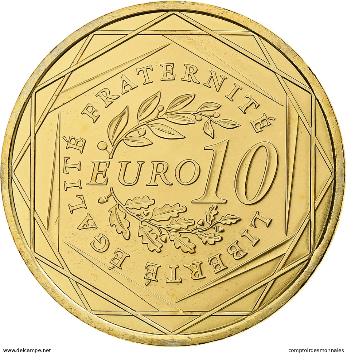 France, 10 Euro, Semeuse, 2009, Monnaie De Paris, Argent Plaqué Or, FDC - Francia