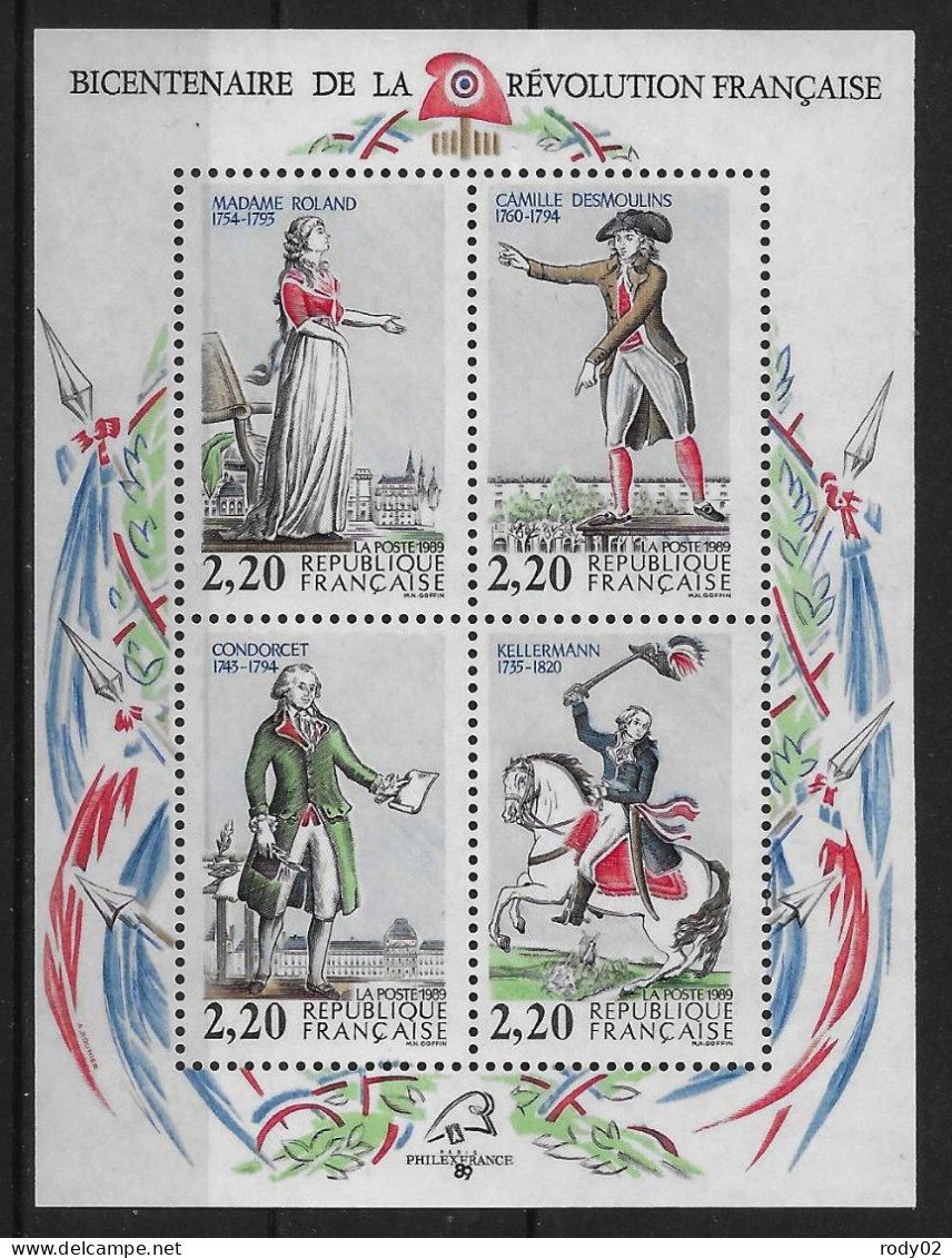 FRANCE - ANNEE 1989 - PERSONNAGES CELEBRES DE LA REVOLUTION - BF 10 - NEUF** MNH - Ungebraucht