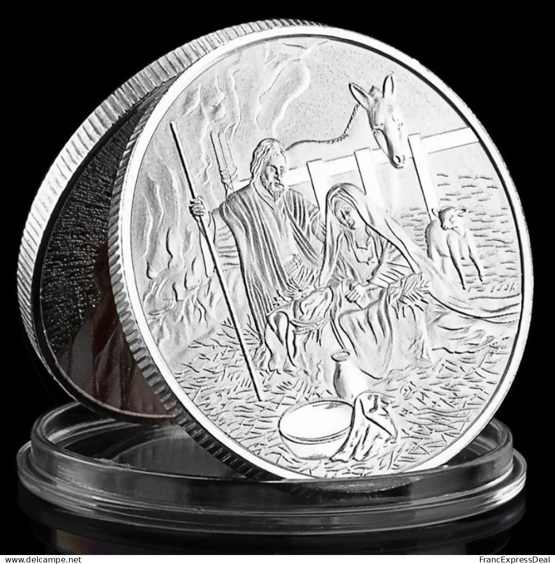 Pièce Médaille NEUVE Plaquée Argent - Jésus Christ Dieu La Nativité - Altri & Non Classificati