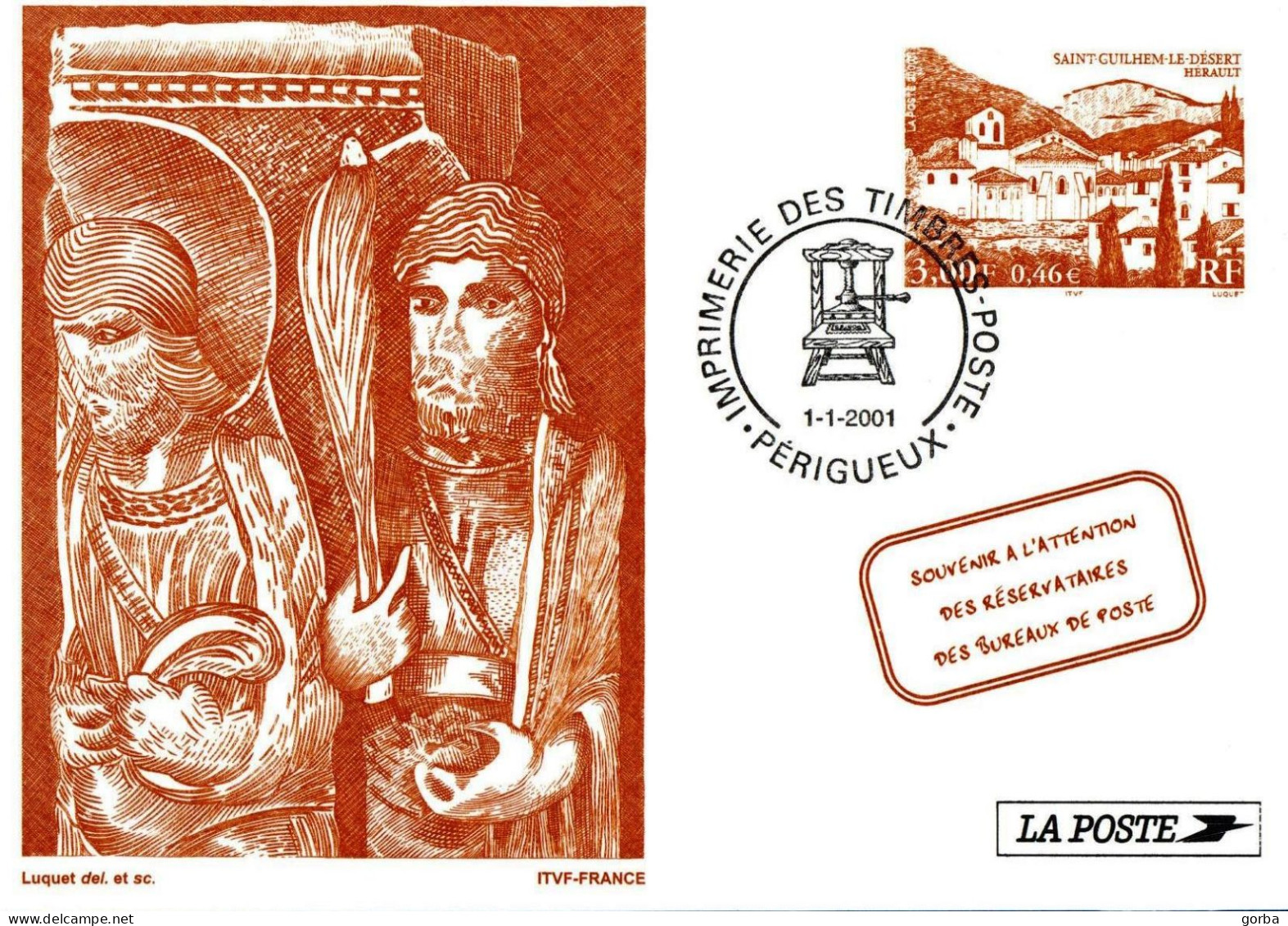 *Carte Souvenir Entier Postal - Saint Guilhem Le Désert (34)- Cachet Périgueux - Enteros Administrativos