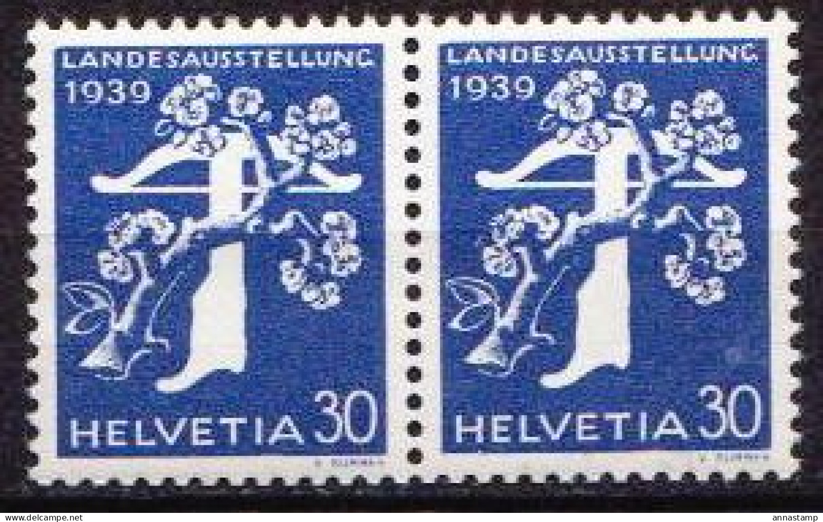 Switzerland MNH Stamps In Pairs, German Inscription - Expositions Philatéliques