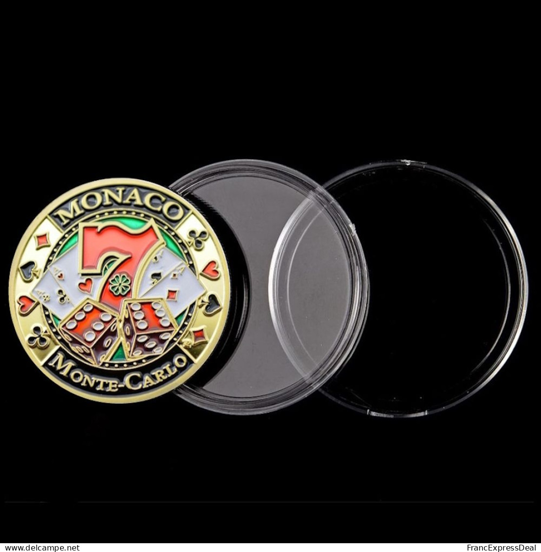 Pièce Médaille NEUVE plaquée Or - Monaco Monte-Carlo Casino Poker Lucky Coin