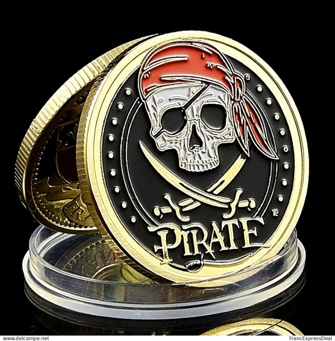 Pièce Médaille NEUVE Plaquée Or - Pirate Corsaire Carte Aux Trésors - Autres & Non Classés