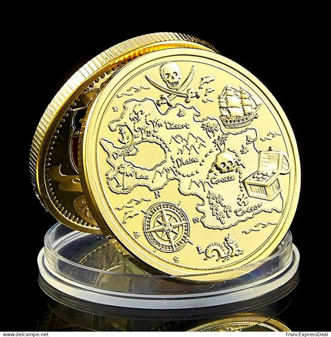 Pièce Médaille NEUVE Plaquée Or - Pirate Corsaire Carte Aux Trésors - Sonstige & Ohne Zuordnung