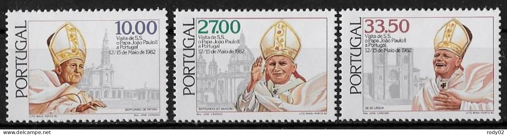 PORTUGAL - PAPE JEAN-PAUL II -  N° 1544 A 1546 - NEUF** MNH - Papas