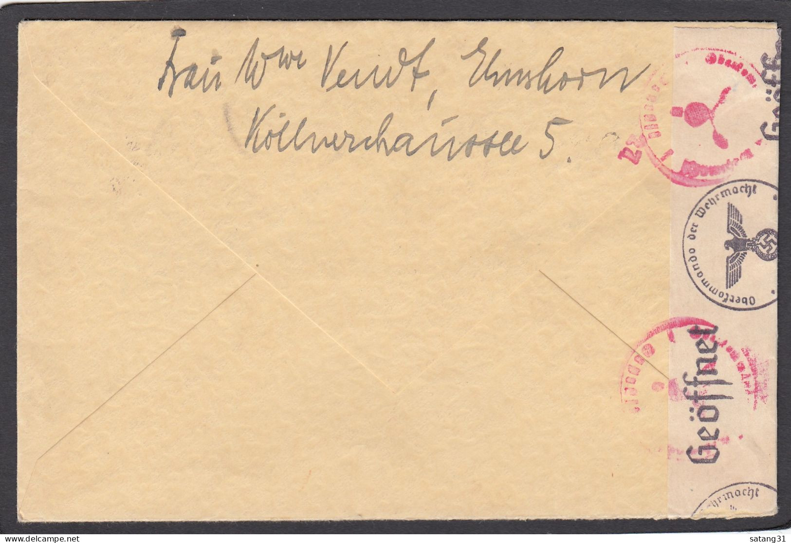 BRIEF AUS ELMSHORN NACH OBOURG BEI MONS,BELGIEN. VON DER DEUTSCHE ZENSUR GEÖFFNET,1941. - Lettres & Documents