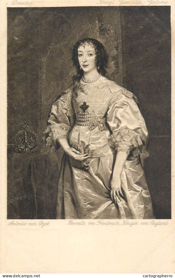 Postcard Painting Henrietta Von Frankreick Queen Of England Van Dyck - Malerei & Gemälde