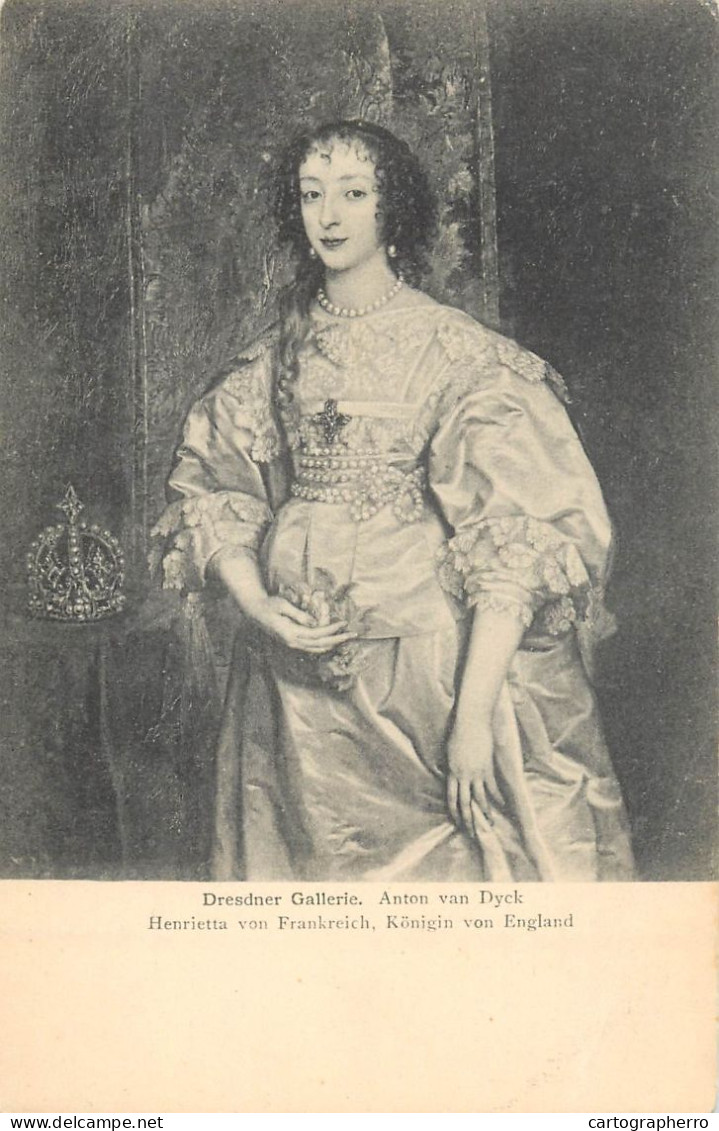 Postcard Painting Henrietta Von Frankreick Queen Of England Van Dyck - Malerei & Gemälde