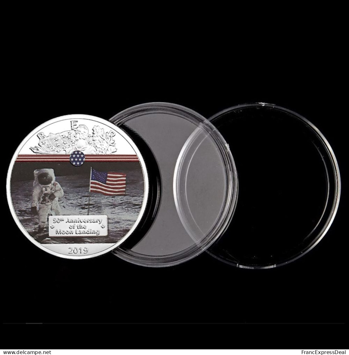 Pièce Médaille NEUVE Plaquée Argent - Apollo 11 Armstrong 1er Homme Sur La Lune (Réf 1) - Andere & Zonder Classificatie