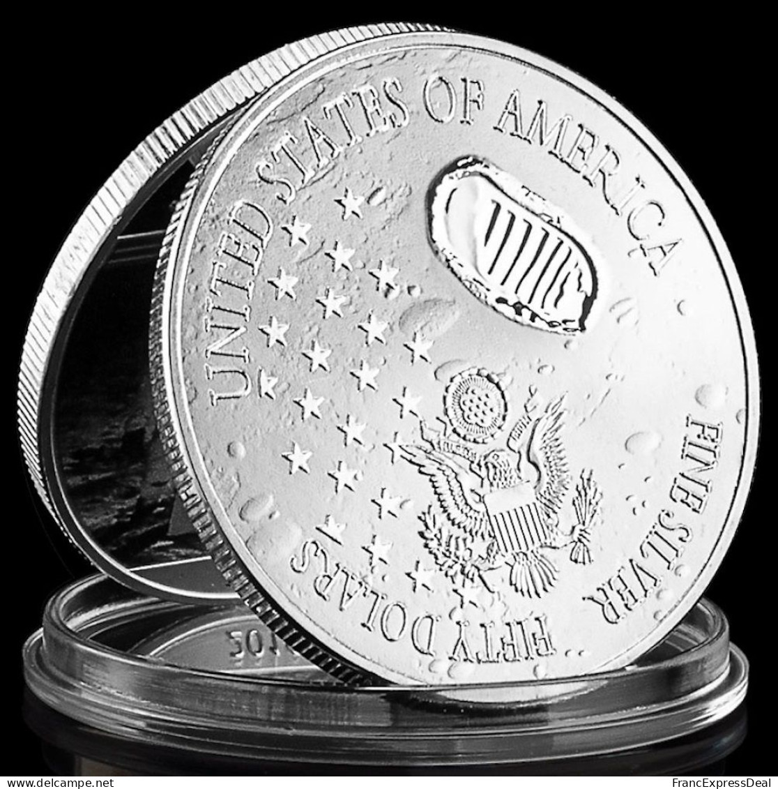 Pièce Médaille NEUVE Plaquée Argent - Apollo 11 Armstrong 1er Homme Sur La Lune (Réf 2) - Andere & Zonder Classificatie