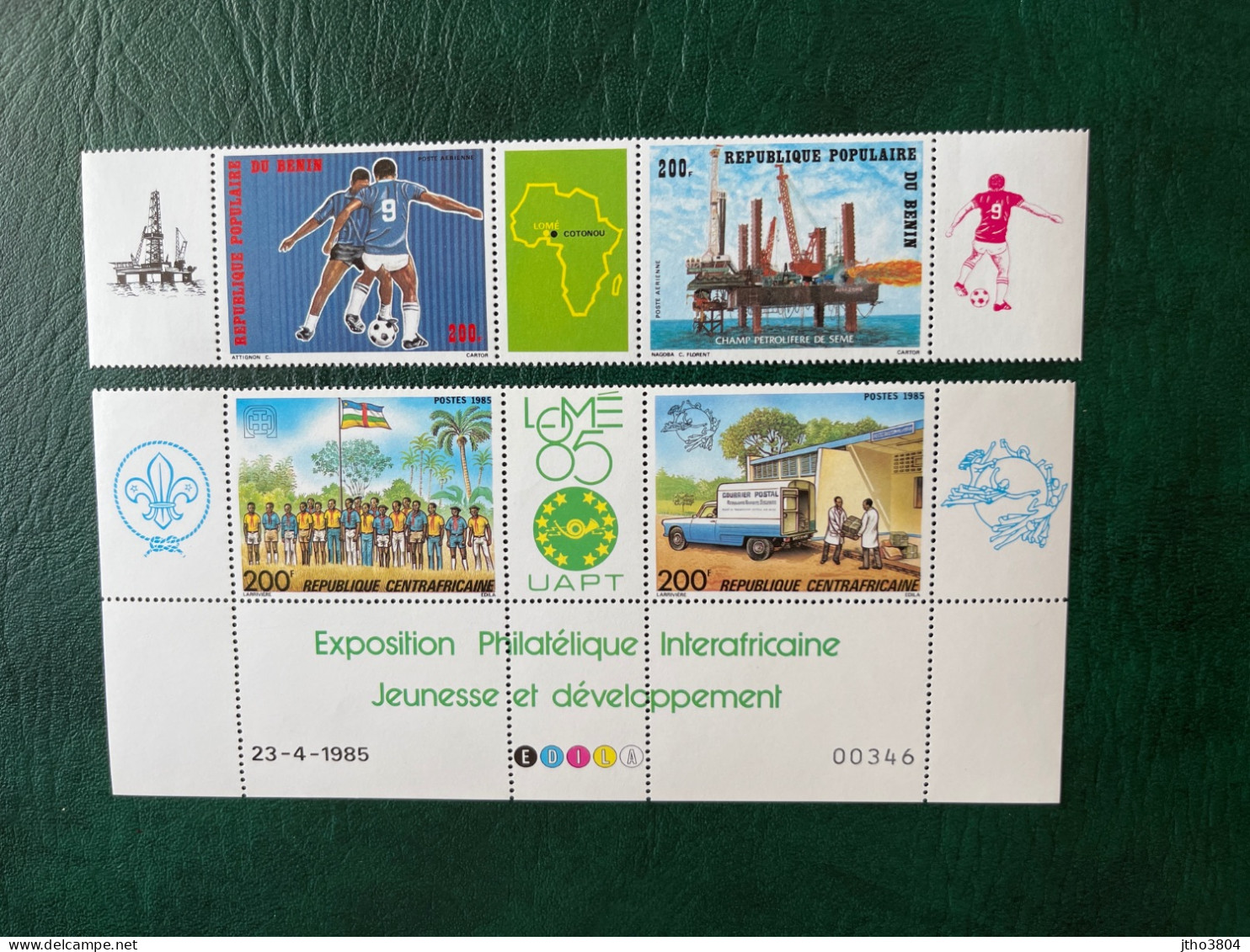 PHILEXAFRIQUE III 85 - Lot De 12 Triptyques LOME 85 COMORES BENIN TCHAD TOGO MALI BURKINA CONGO MAURITANIE - Briefmarkenausstellungen