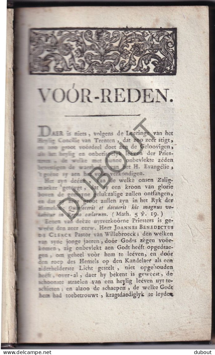 Willebroek - Leven Heer Joannes Benedictus De Clerck, Pastoor †1804 + Originele Foto  (W269) - Antiquariat