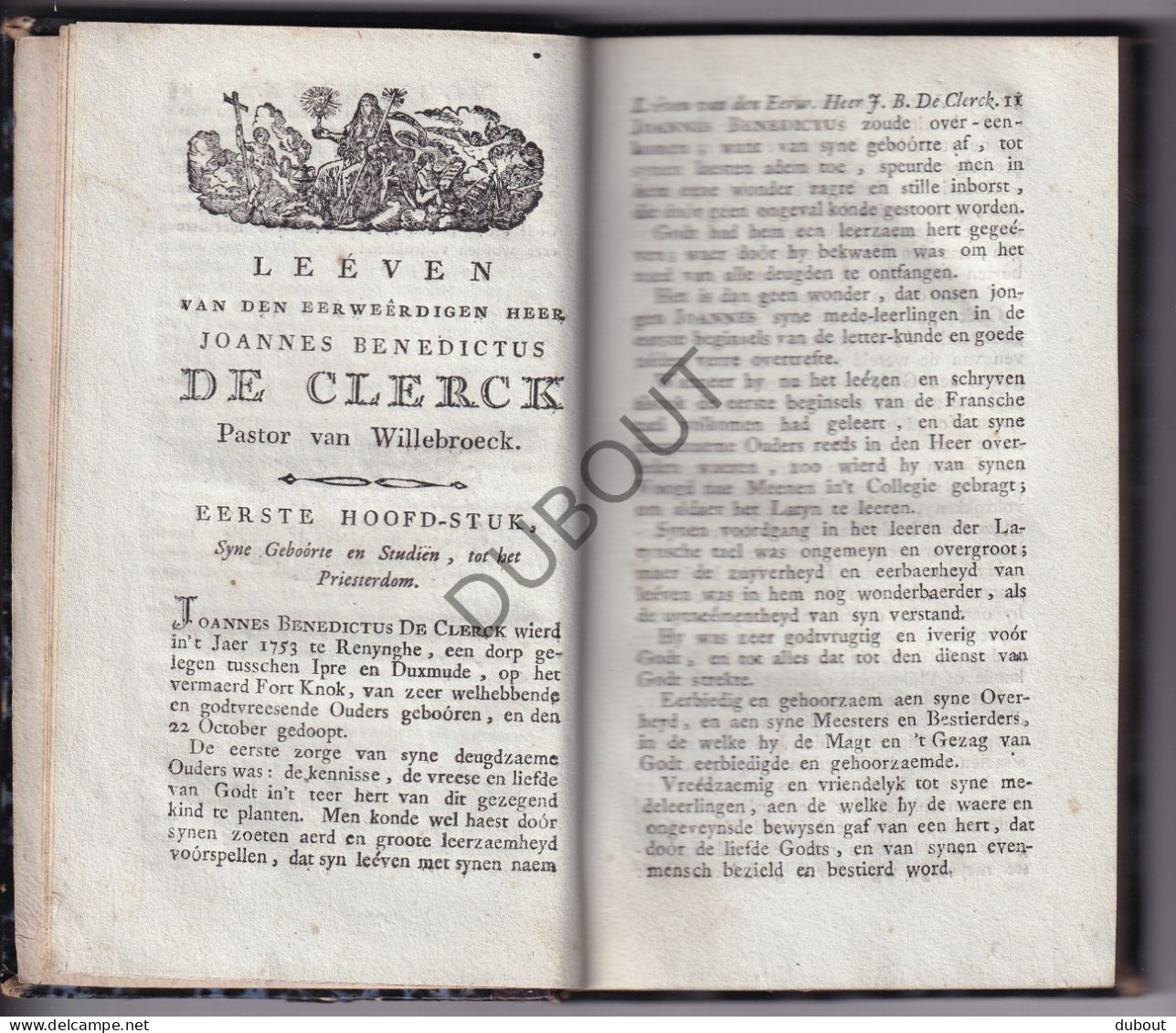 Willebroek - Leven Heer Joannes Benedictus De Clerck, Pastoor †1804 + Originele Foto  (W269) - Antique