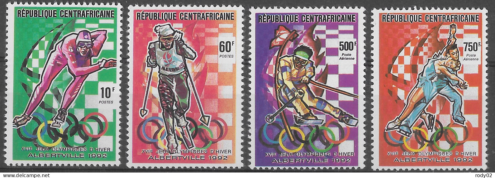 CENTRAFRIQUE - JEUX OLYMPIQUES D'HIVER A ALBERTVILLE - N° 829 A 830 ET PA 392 A 393 - NEUF** MNH - Inverno1992: Albertville