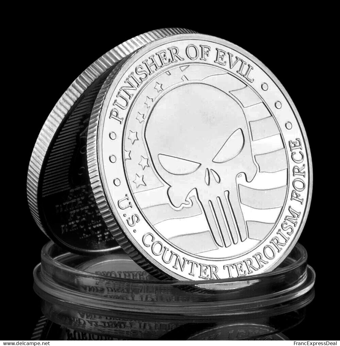 Pièce Médaille NEUVE Plaquée Argent - Punisher Of Evil US Counter Terrorism Force - Otros & Sin Clasificación