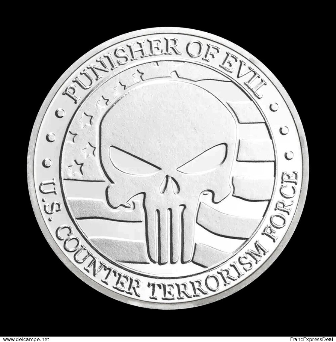 Pièce Médaille NEUVE Plaquée Argent - Punisher Of Evil US Counter Terrorism Force - Autres & Non Classés