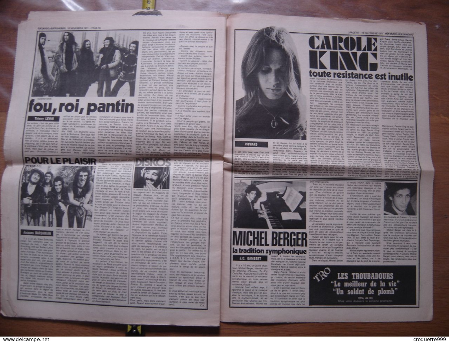 1971 Journal POPMUSIC SuperHebdo 83 Zoo Leo Ferre John Lennon  MANQUE POSTER - Muziek