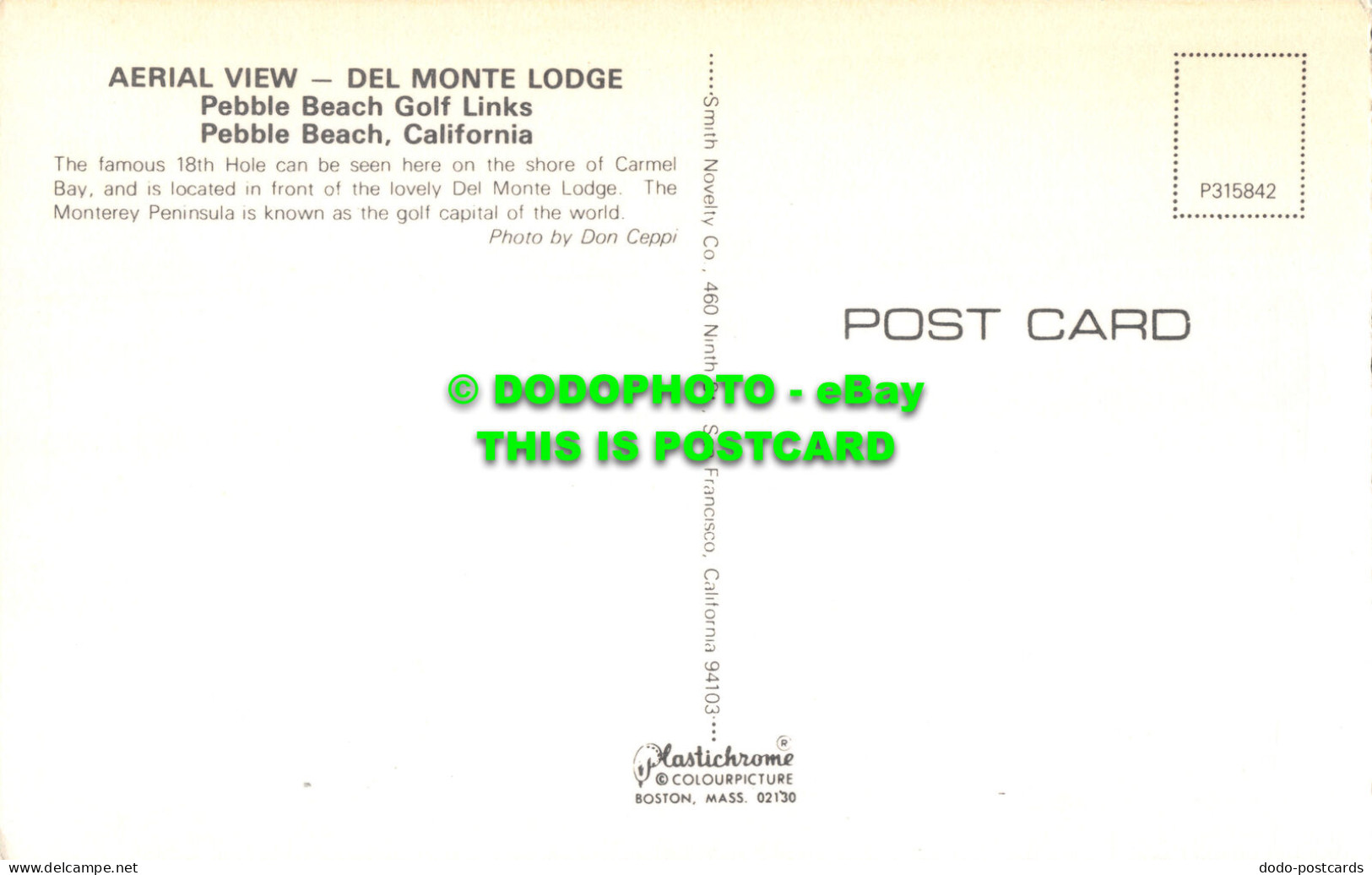 R517712 California. Pebble Beach Golf Links. Aerial View. Del Monte Lodge. Smith - Mondo