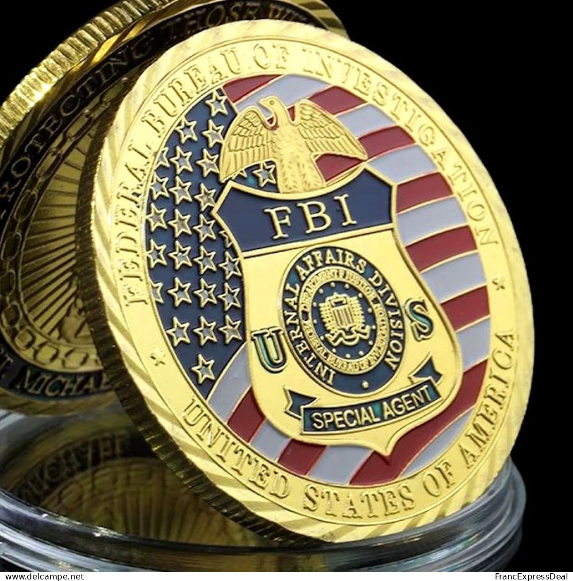 Pièce Médaille NEUVE Plaquée Or - FBI Federal Bureau Of Investigation Saint Michael - Andere & Zonder Classificatie