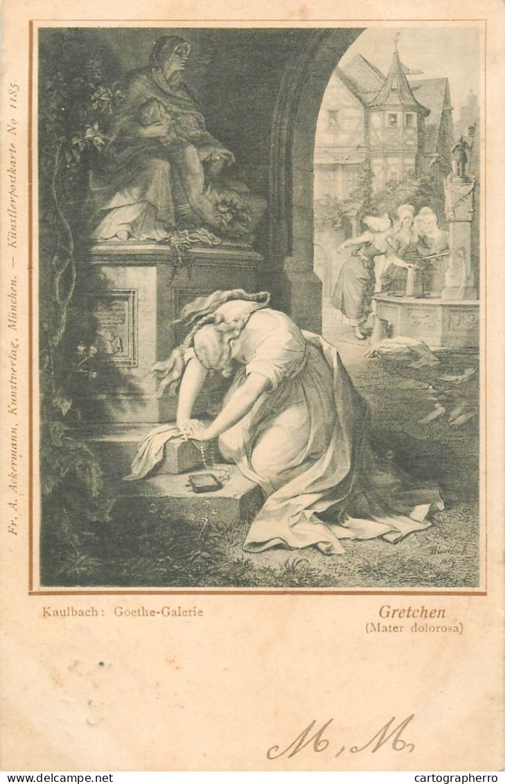 Postcard Painting Gretchen Mater Dolorosa Kaulbach Goethe Galerie - Pittura & Quadri