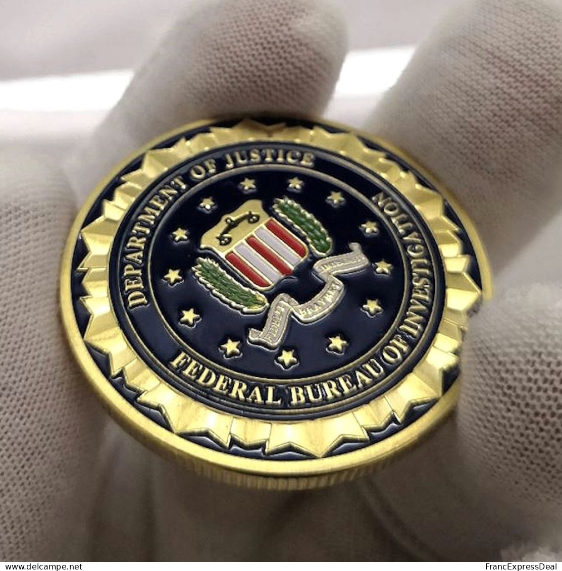 Pièce Médaille NEUVE plaquée Or - USA FBI Federal Bureau of Investigation