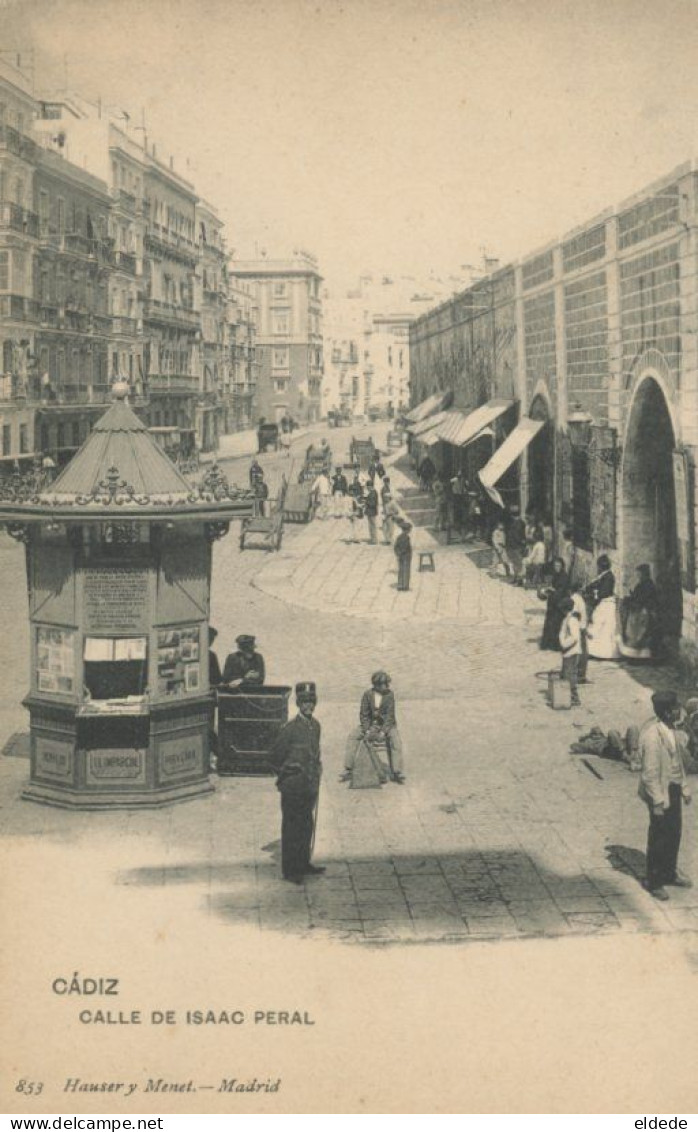 Kiosque Publicité Journaux Cartes Postales à Cadiz  Affiche Isaac Peral Né à Cartagena - Werbepostkarten