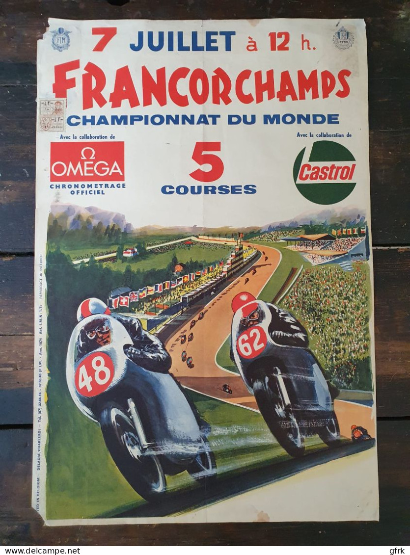 Affiche Originale - Championnat Du Monde Francorchamps - 7 Juillet 1974 - Plakate