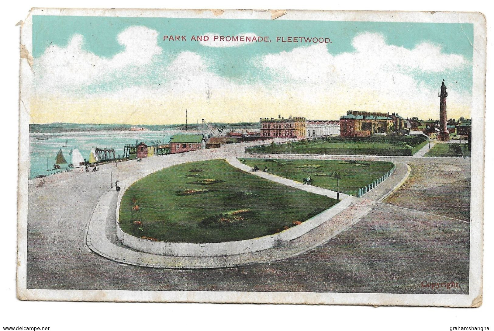 Postcard UK England Lancashire Fleetwood Park & Promenade To Tom Schofield On HMS Dreadnought Royal Navy 1910 - Autres & Non Classés