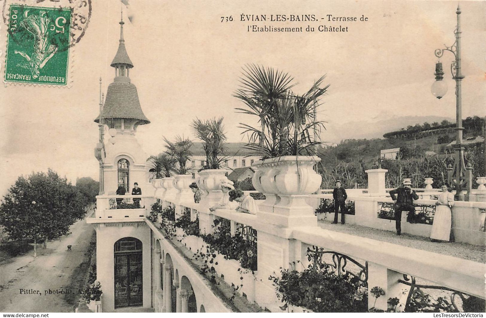 FRANCE - Evian Les Bains - Terrasse De L'établissement Du Châtelet -  Carte Postale Ancienne - Evian-les-Bains