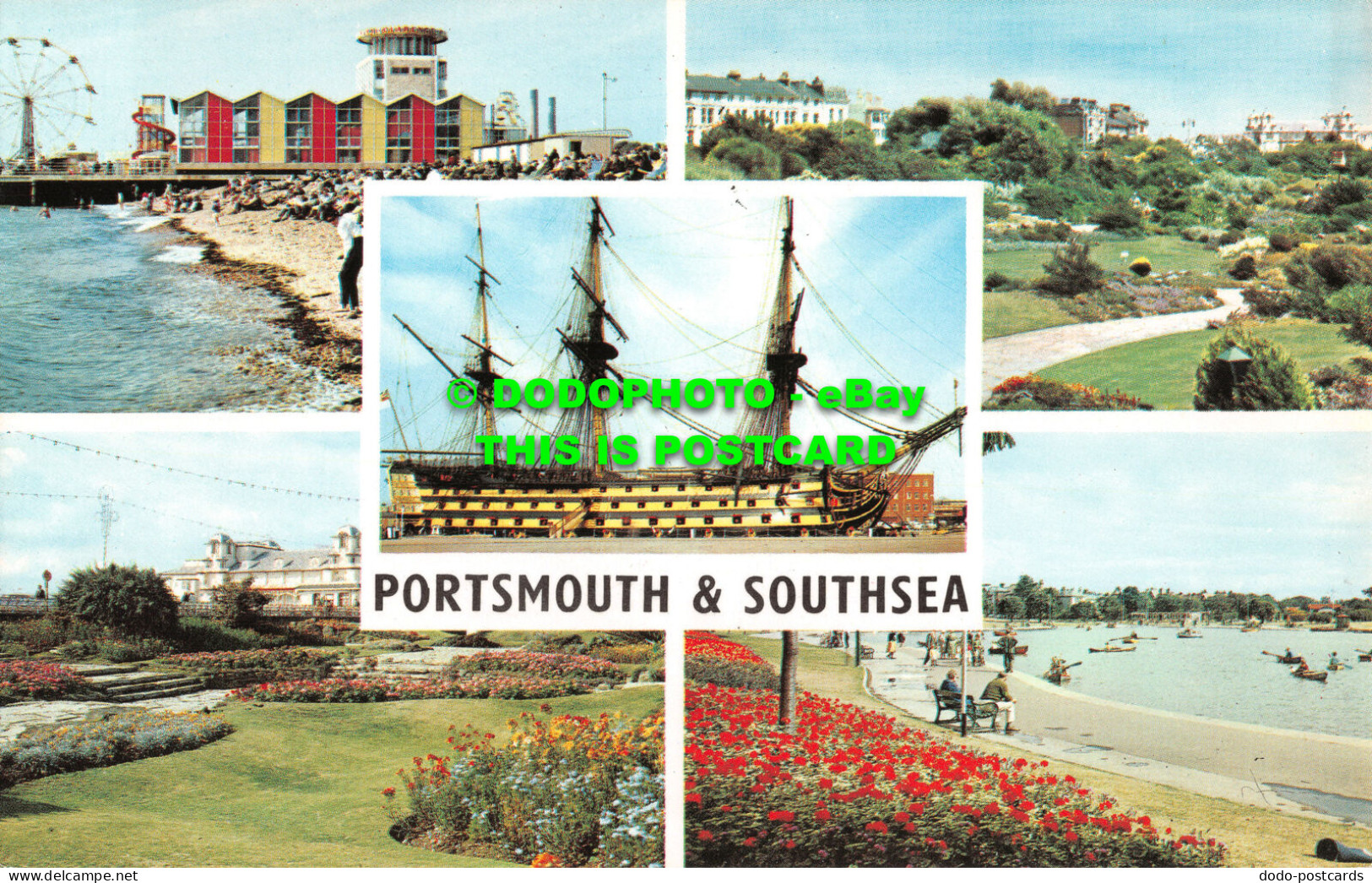 R517844 Portsmouth And Southsea. Clarence Pier. H. M. S. Victory. Canoe Lake. Mu - Monde