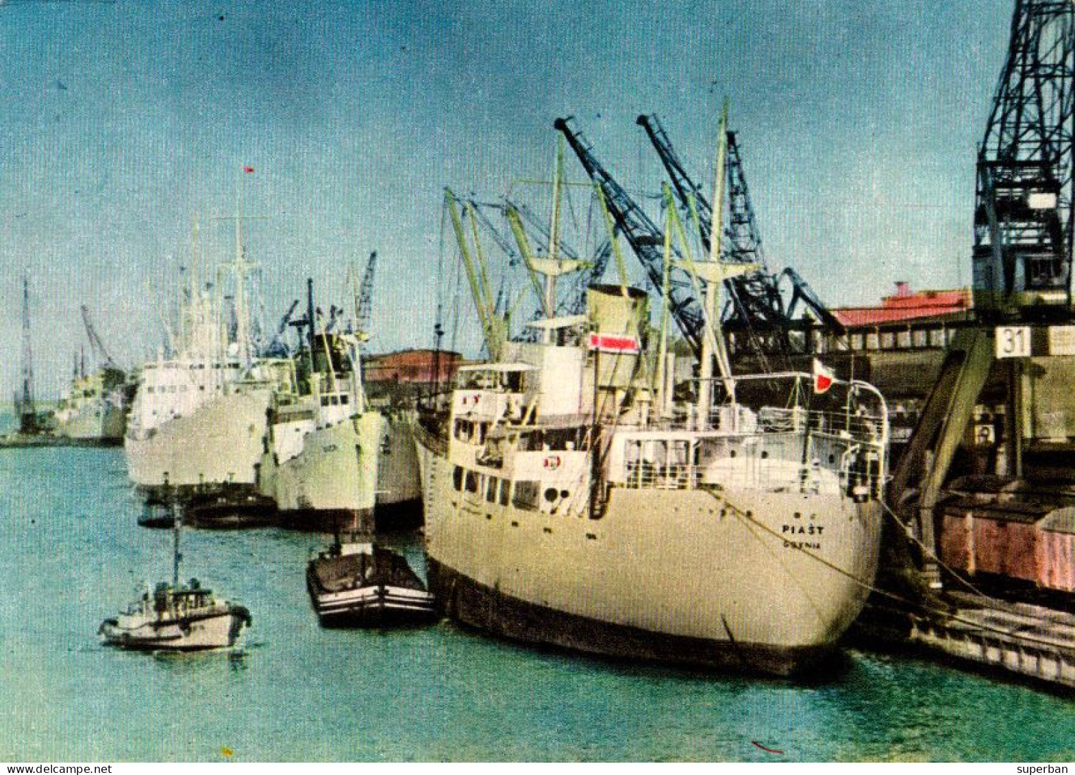 GDYNIA - PORT :  GENERAL CARGO SHIP " PIAST " - POLISH OCEAN LINES INC. - 1953 (an598) - Pologne