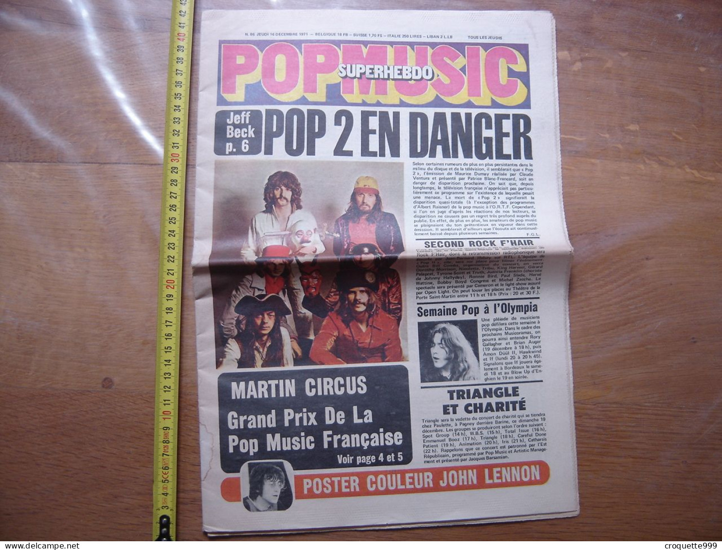 1971 Journal POPMUSIC SuperHebdo 86 Jeff Beck Zappa Canned Heat MANQUE POSTER - Música