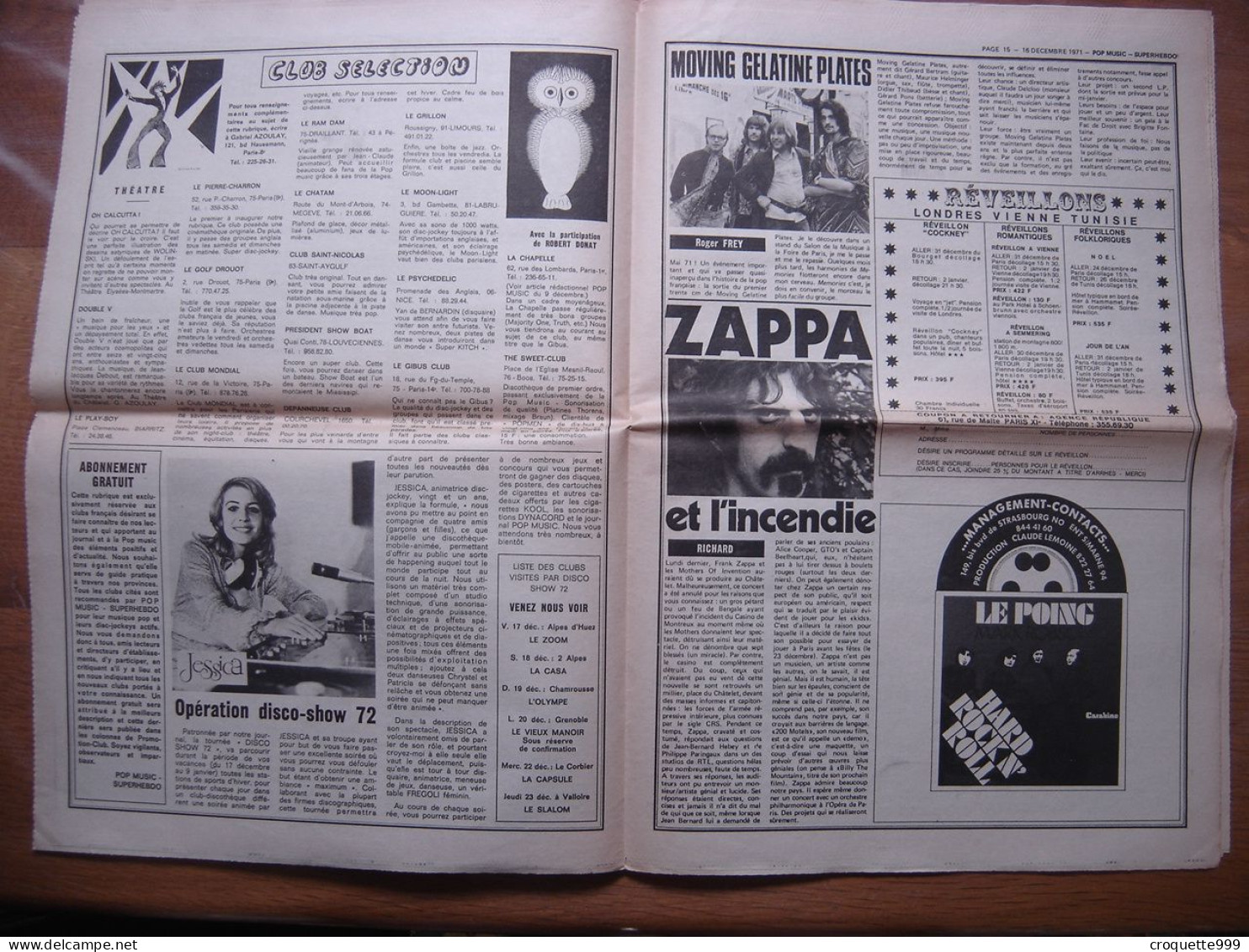 1971 Journal POPMUSIC SuperHebdo 86 Jeff Beck Zappa Canned Heat MANQUE POSTER - Muziek