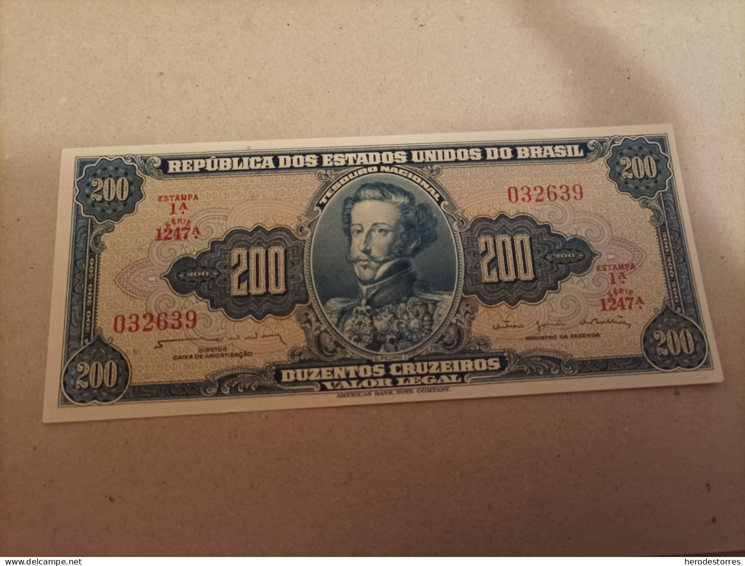 Billete Brasil 200 Cruzeiros, Serie A, Año 1961, UNC - Brésil