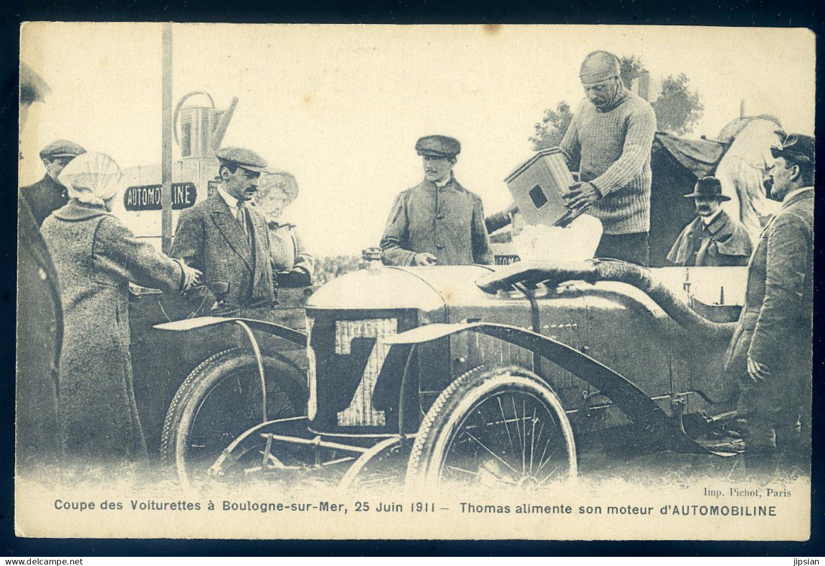 Cpa Du 62 Coupe Des Voiturettes à Boulogne Sur Mer , 25 Juin 1911 Thomas Alimente Son Moteur D' Automobiline   STEP188 - Boulogne Sur Mer