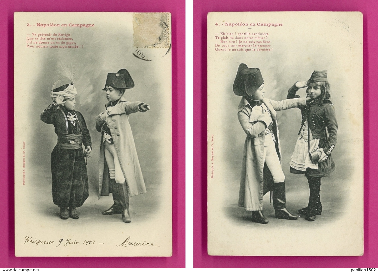 Série-117P104  Série Complète De 6 Cpa ""NAPOLEON EN CAMPAGNE"", Enfant, Cpa Précurseur  - Bergeret