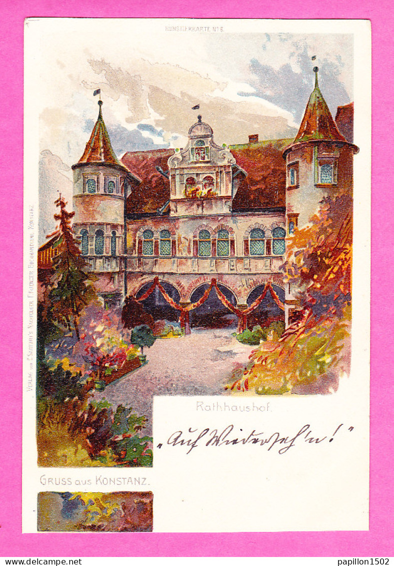 E-Allemagne-495P112  Gruss Aus  KONSTANZ , Rathhaushof, Cpa Colorisée  - Konstanz