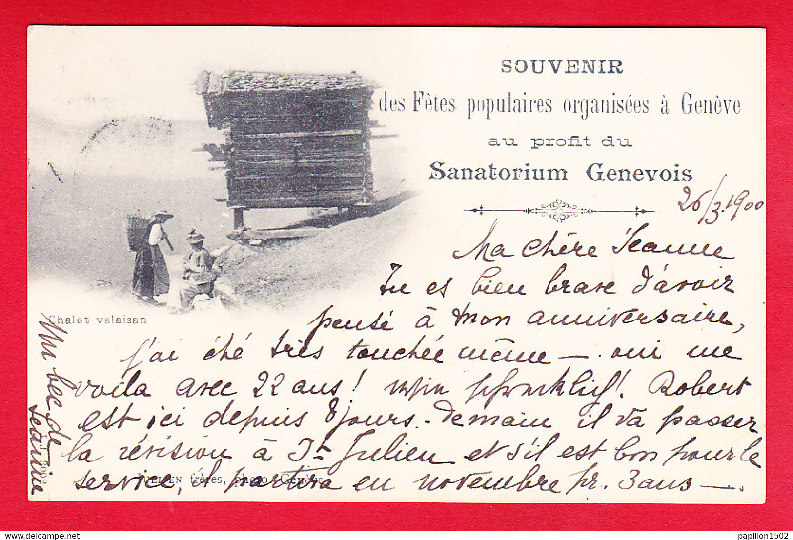 E-Suisse-648P112  Souvenir Des Fêtes Populaires De Genève, Sanatorium Genevois, Chalet Valaisan, Cpa Précurseur 1900  - Sonstige & Ohne Zuordnung