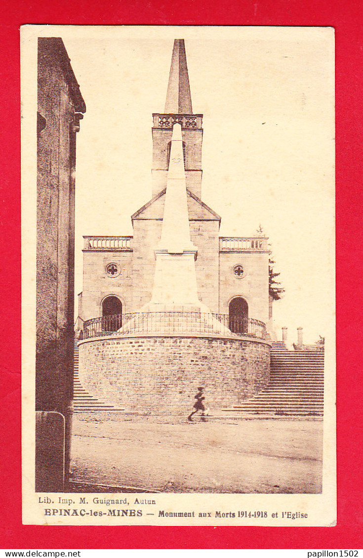 F-71-Epinac Les Mines-01P143  Monument Aux Morts 1914-1918 Et L'église, Cpa BE - Autres & Non Classés