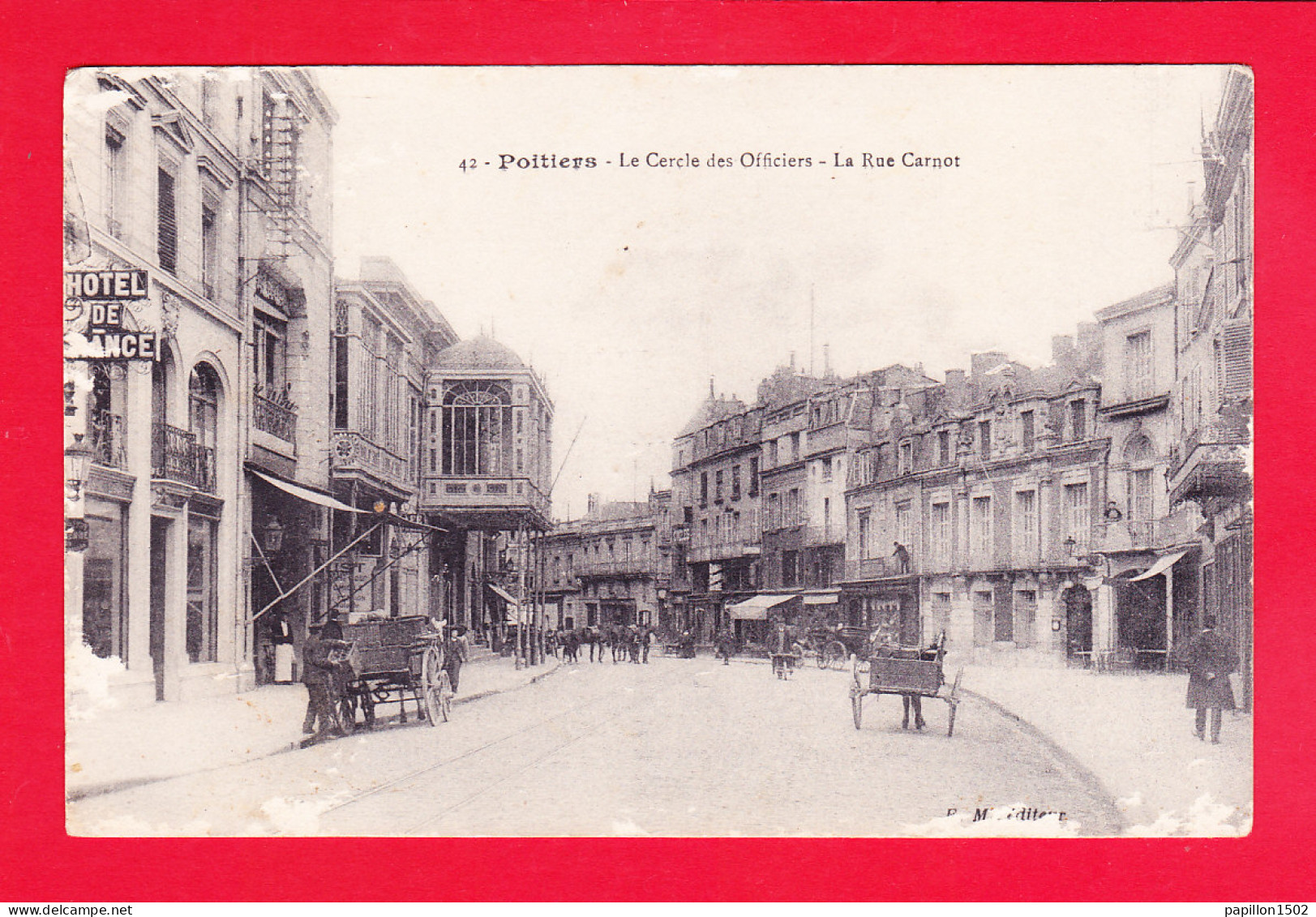 F-86-Poitiers-125A56  Le Cercle Des Officiers, La Rue Carnot, Hôtel De France, Cpa  - Poitiers