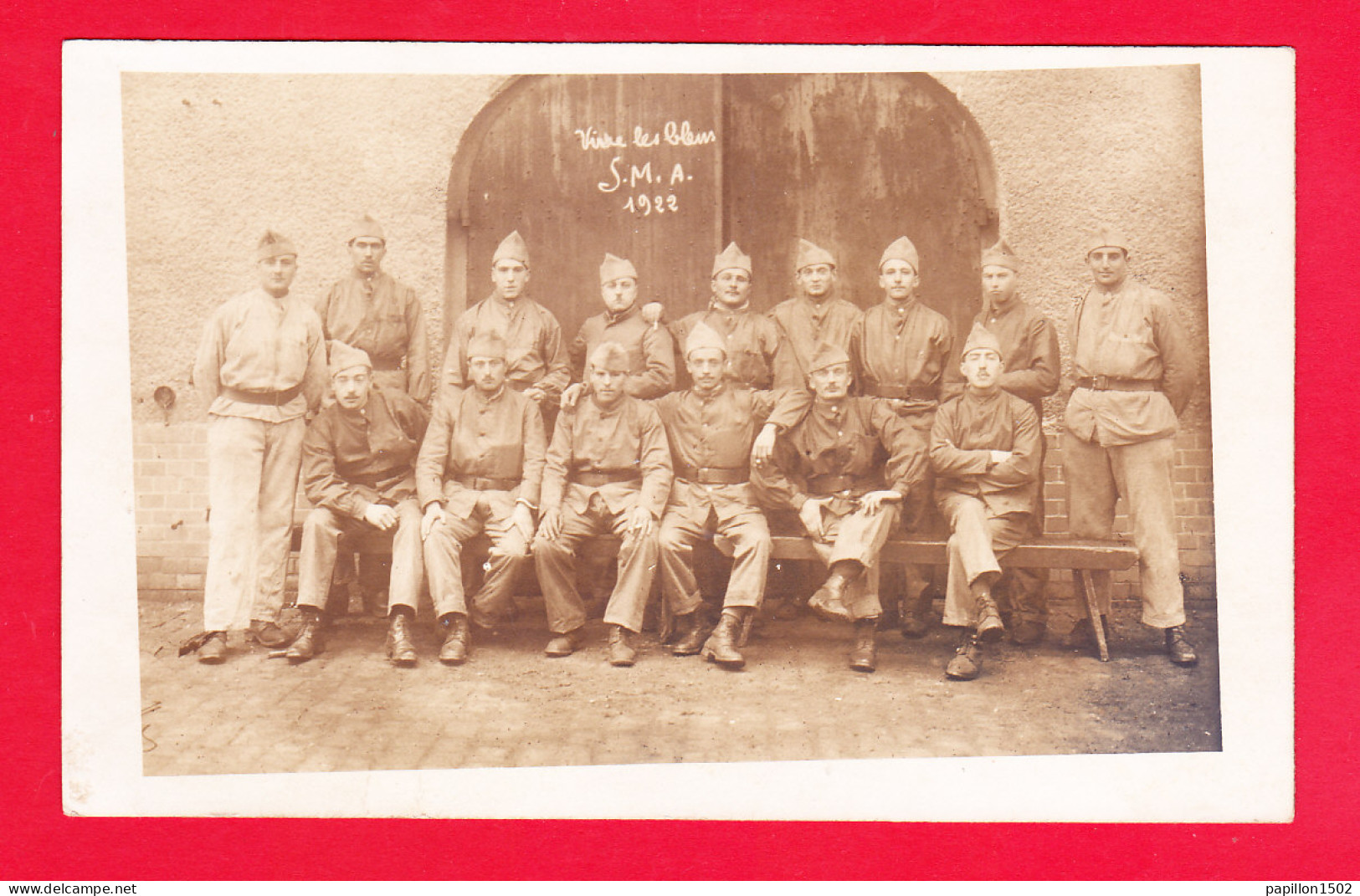 Milit-540A56  Carte Photo, Groupe De Militaires "vive Les Bleus", S.M.A. 1922, Cpa BE - Autres & Non Classés