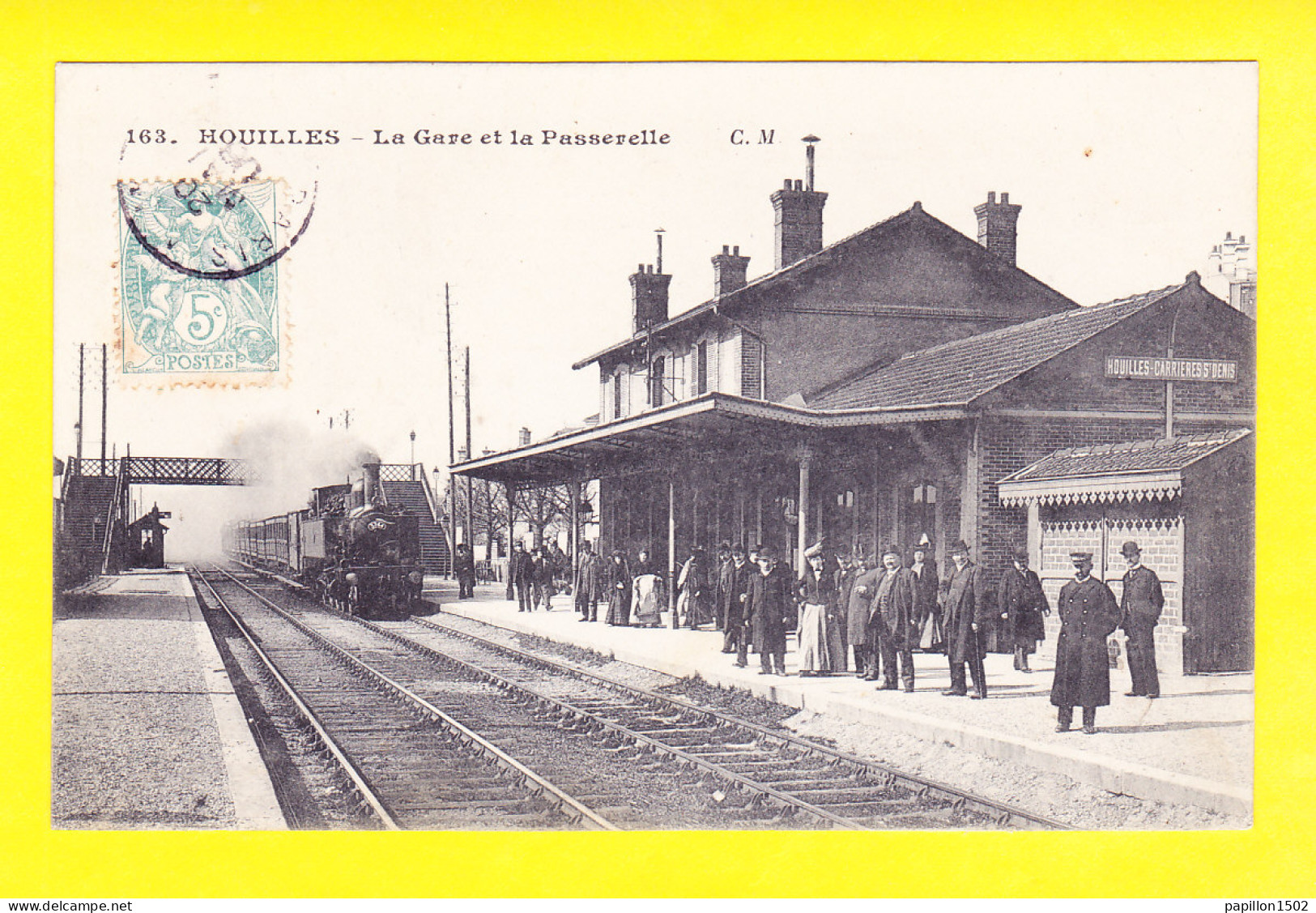 F-78-Houilles-09A108  La Gare Et La Passerelle, Le Train En Gare, Animation, Cpa BE - Houilles