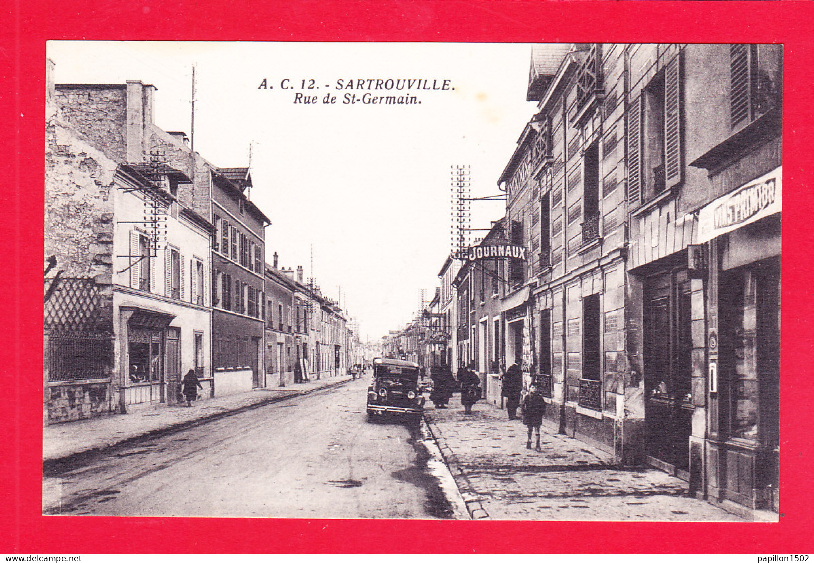 F-78-Sartrouville-08A116  La Rue De Stg Germain, Vieille Voiture, Cpa BE - Sartrouville