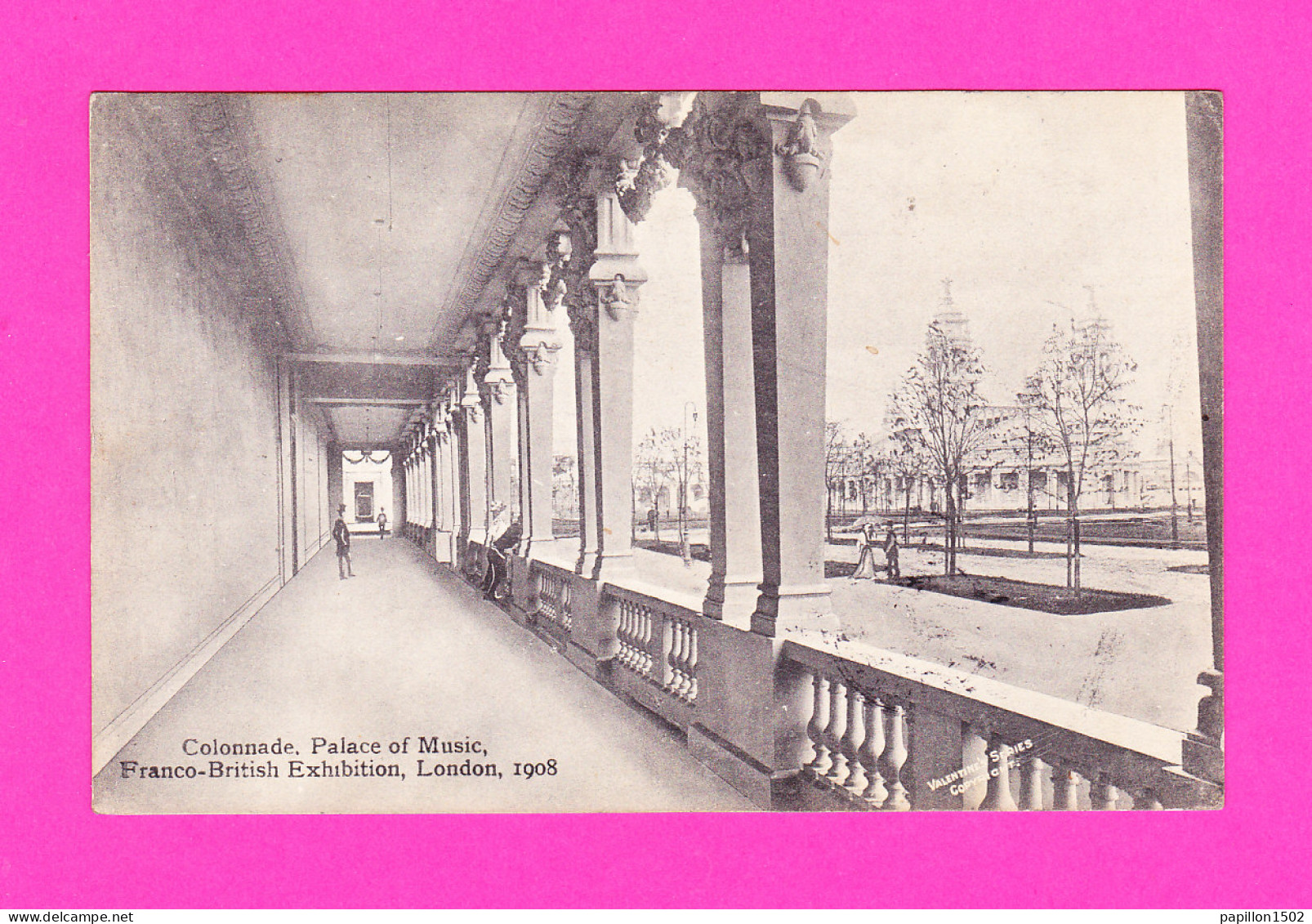 E-Royaume Uni-66P Colonnade, Palace Of Music, Franco-british Exhibition, London 1908, Animation, Cpa BE - Otros & Sin Clasificación