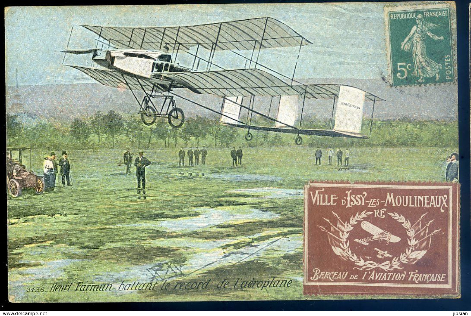 Cpa Aviateur Henri Farman Battant Le Record De L' Aéroplane , Vignette Issy Les Moulineaux    STEP188 - Aviateurs