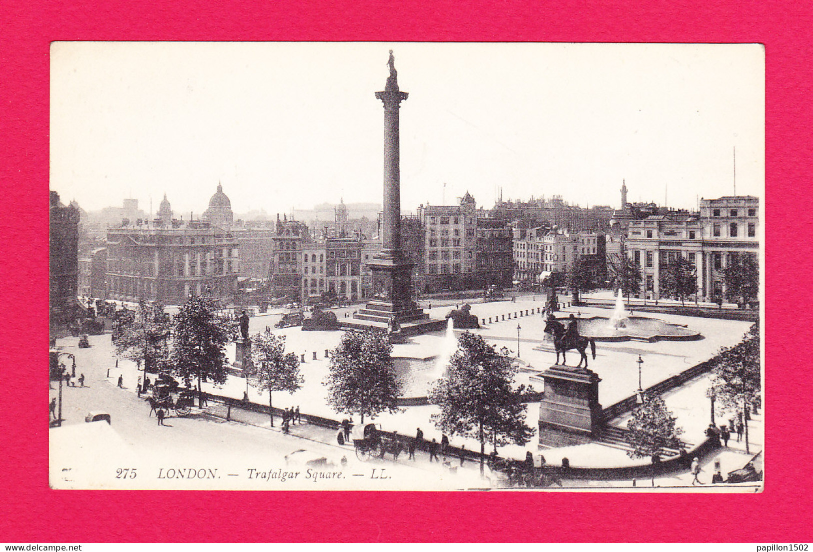 E-Royaume Uni-131P LONDON Trafalgar Square, Animation, Attelages, Cpa BE - Trafalgar Square