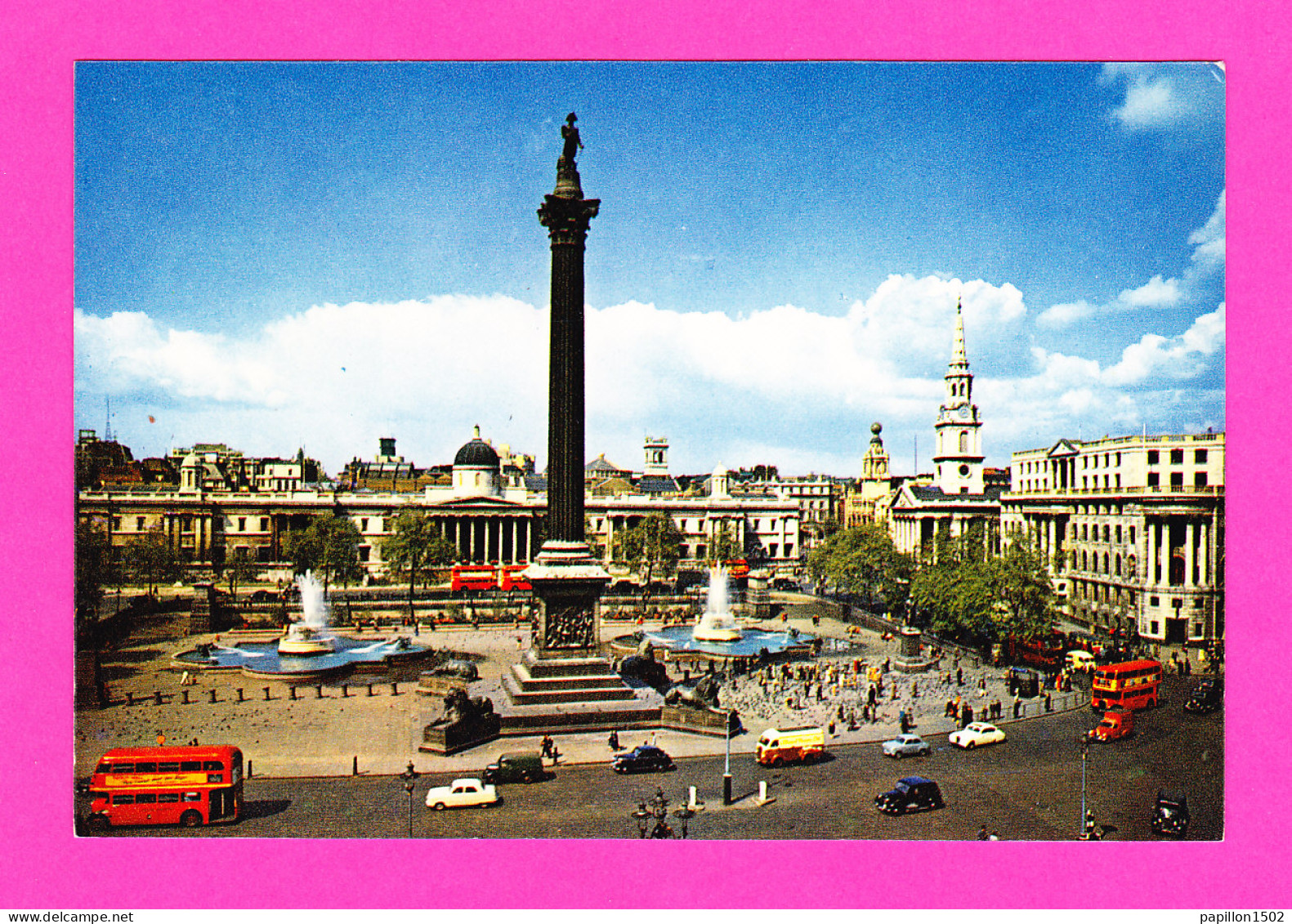E-Royaume Uni-187PH5 Trafalgar Square And Nelson's Column, Autobus, Vieilles Voitures, BE - Trafalgar Square