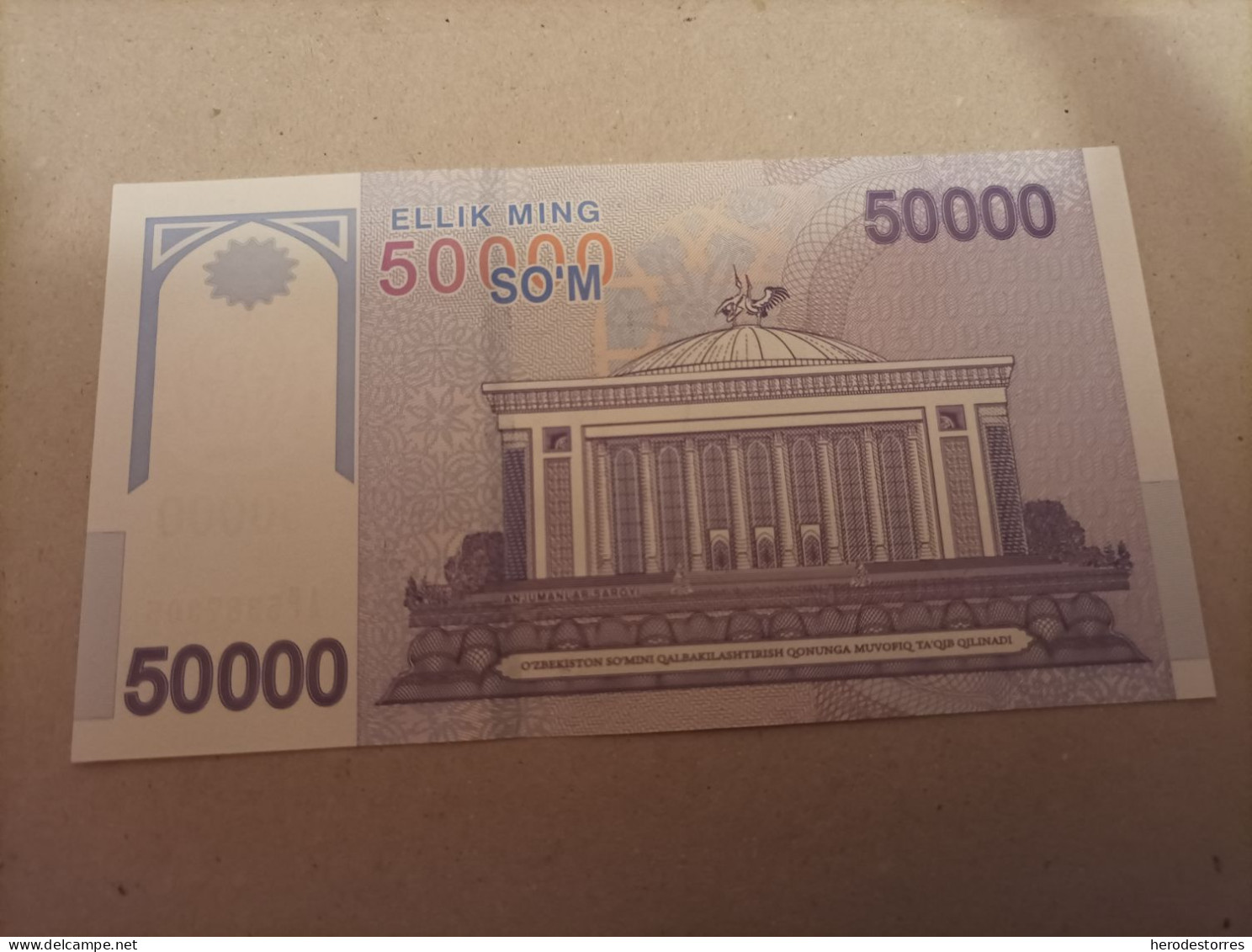 Billete Uzbekistán, 50000 Som, Año 2017, UNC - Uzbekistan