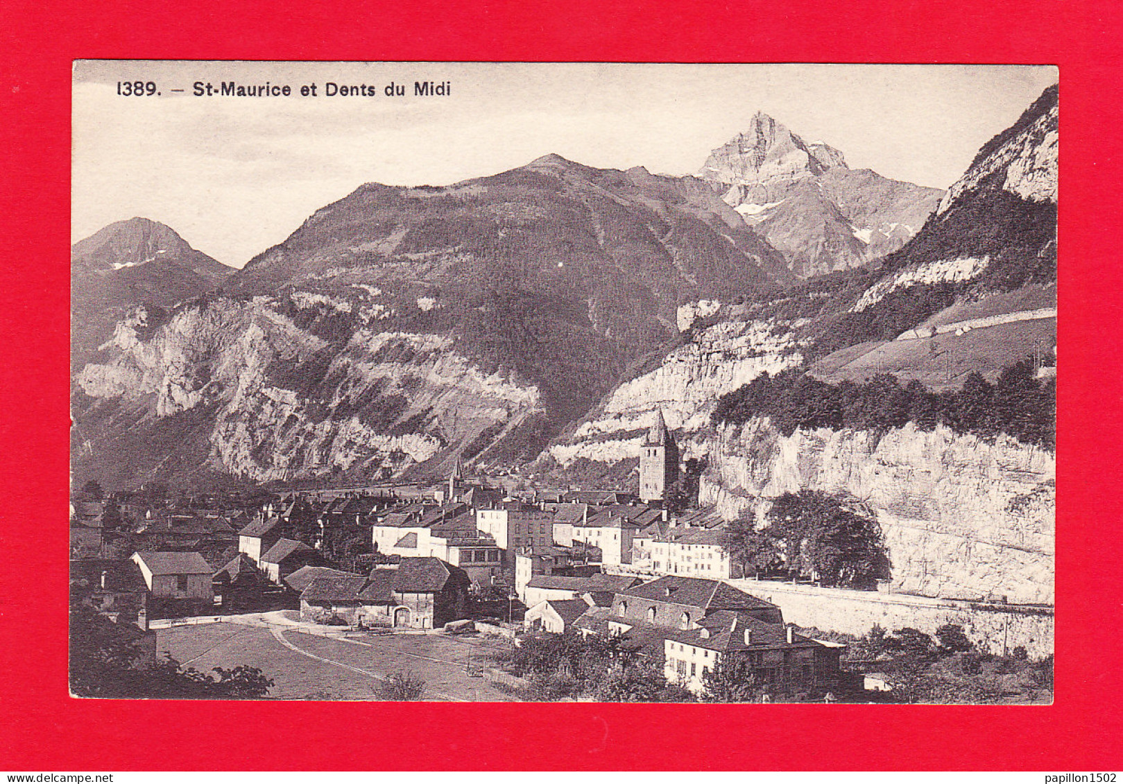 E-Suisse-255P SAINT MAURICE, Vue Générale Sur La Ville Et Les Dents Du Midi, Cpa BE - Sonstige & Ohne Zuordnung