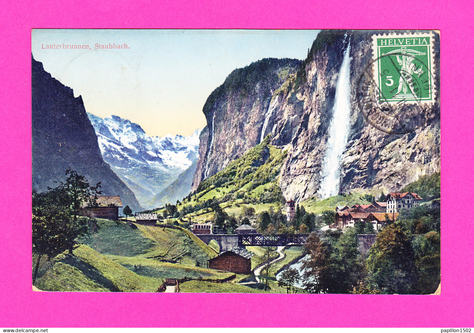 E-Suisse-278P LAUTERBRUNNEN, Staubbach, Vue Sur La Ville, Cpa - Autres & Non Classés